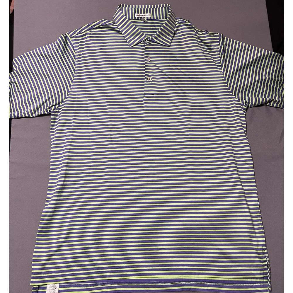 Peter Millar Polo Striped Green & Purple Size Large